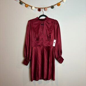 NWT Premier Amour Wine Red high neck satin dress